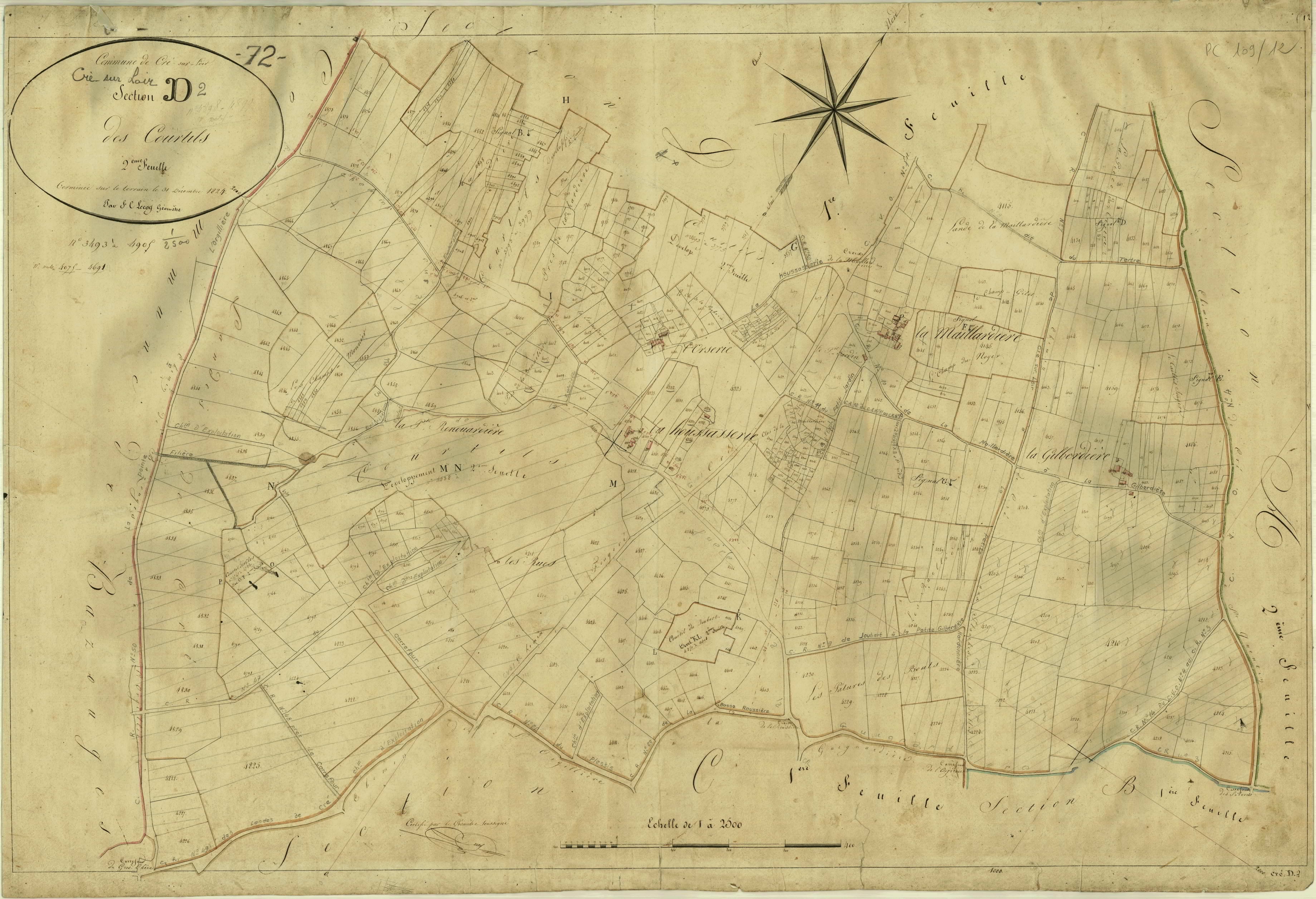 Cré-sur-Loir - Cadastre 1824 - D2 des Courtils