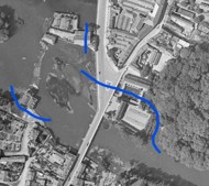 Photographie satellite de 1946 : état initial de la première douve et de la flèche