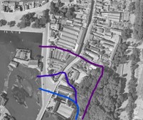 Photographie satellite de 1946 : état initial des trois premières douves et de la flèche